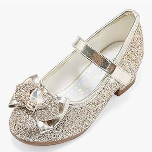 VGUC Stelle Girls Dress Shoes Glitter Princess Shoe Flower Mary Jane Low Heels